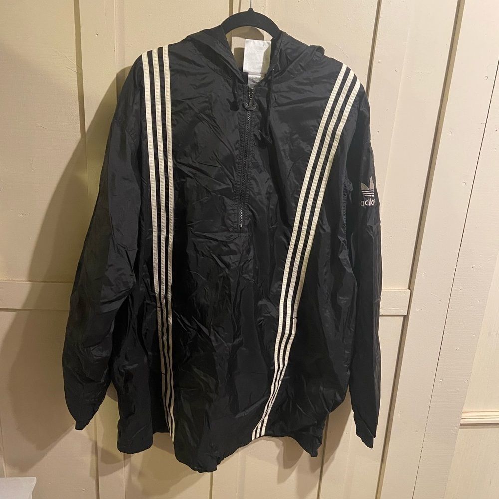 Adidas 90’s retro 3 striped black windbreaker size xl